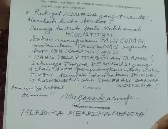 Amicus Curiae Megawati Soekarnoputri (Foto: Dok MI)