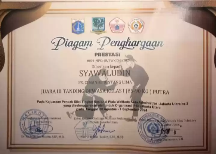 Putra Daerah Muna Barat Sultra Raih Juara III Kejuaraan Pencak Silat Piala Wali Kota Jakarta Utara