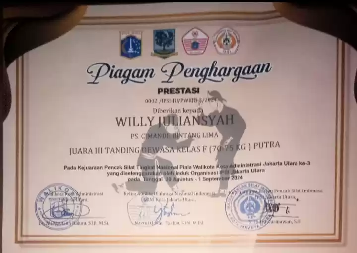 Putra Daerah Muna Barat Sultra Raih Juara III Kejuaraan Pencak Silat Piala Wali Kota Jakarta Utara